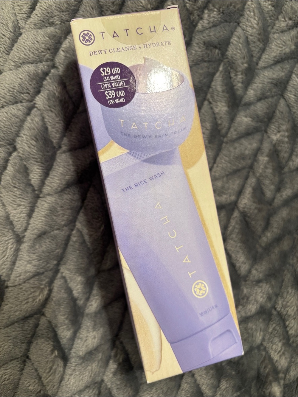 Tatcha Lavender Tube Body Wash - Light Purple and Gold Packaging